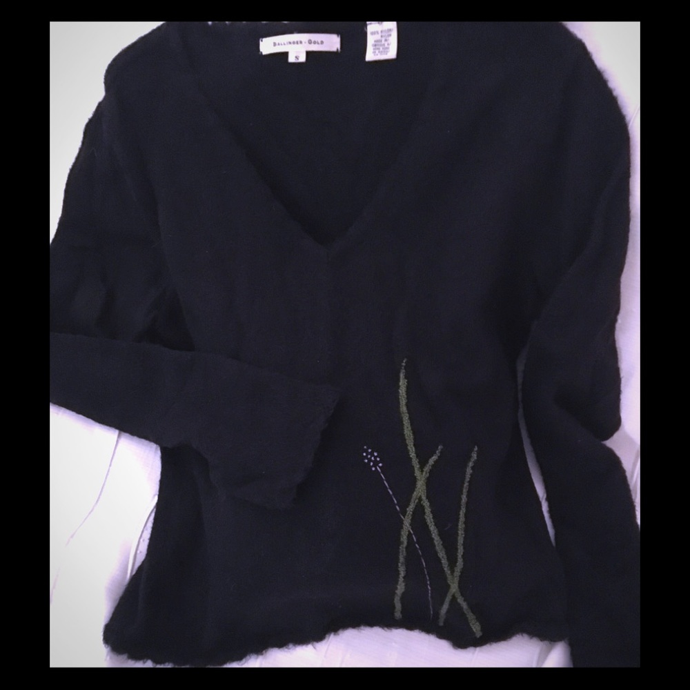Black Ballinger Gold v neck sweater